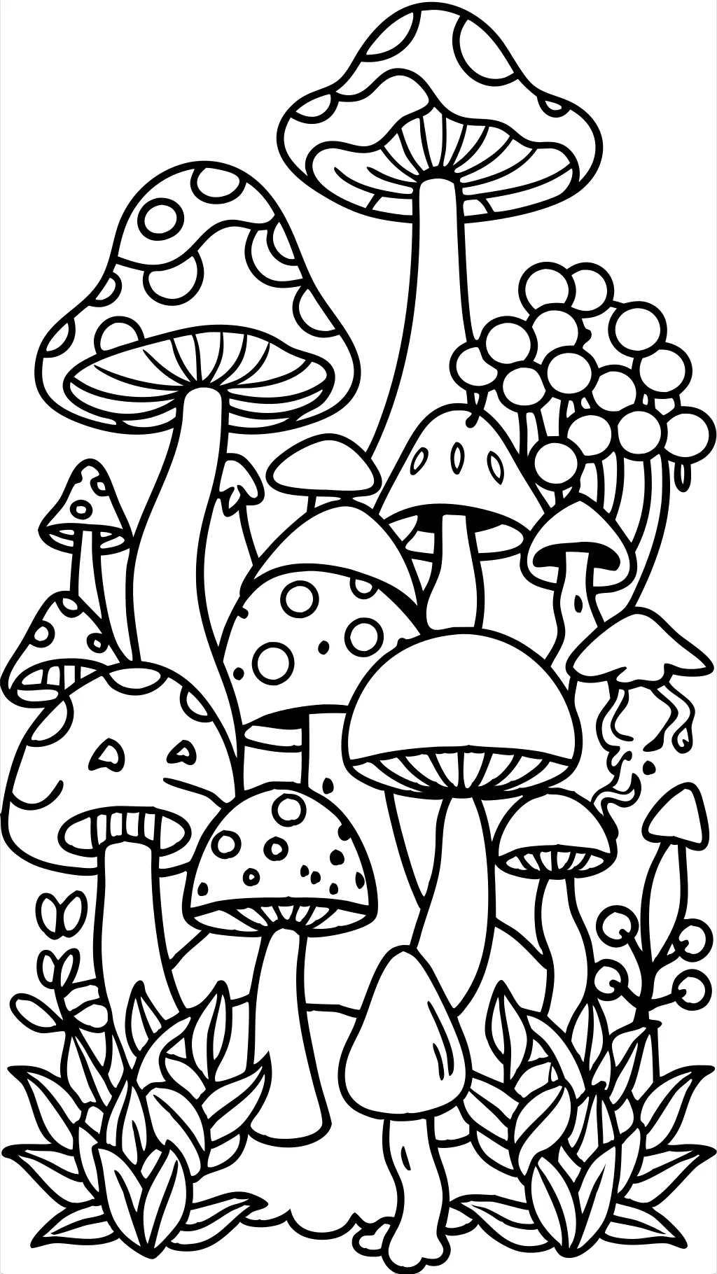 mushroom coloring page colored